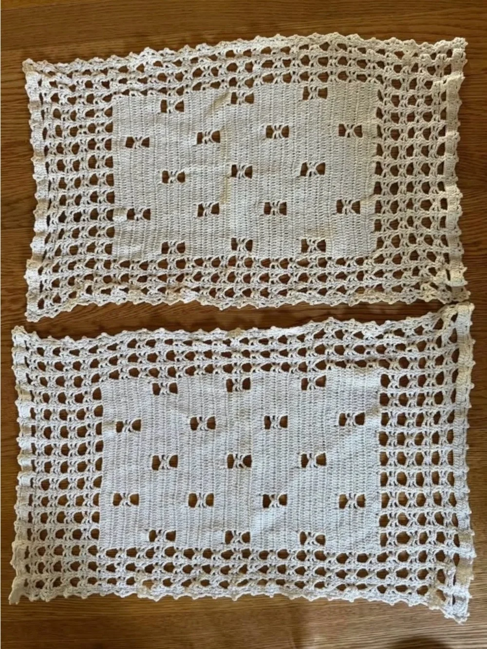 Handmade Vintage Crochet Rectangle Doily/Placemat- Cream